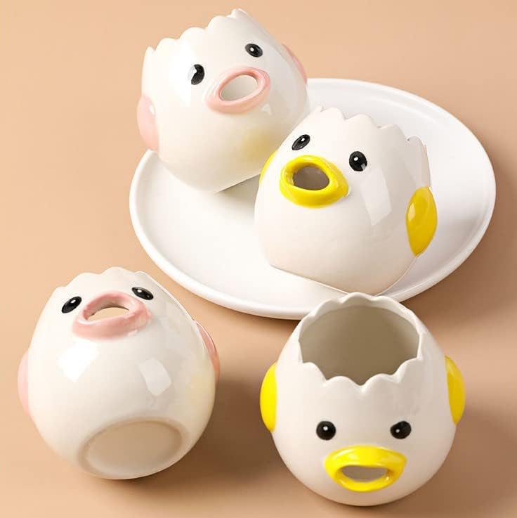 Fonture Egg White Yolk Separator Kitchen Egg Separator Yolk Separator Cute Egg Filter Egg Separator Creative Kitchen Tool Household (Yellow) - Image 2
